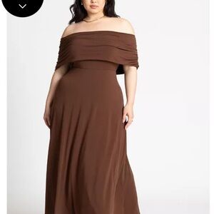 Elegant Brown Off-Shoulder Dress.  Wedding season ,party season, looks great on